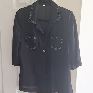 Elegant Black Studded Women's Top